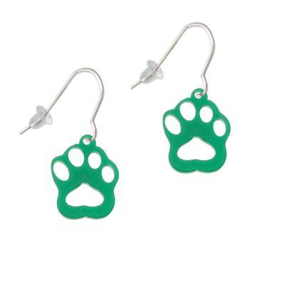 Acrylic Small Paw Green French Earrings