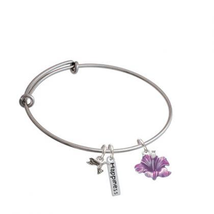 Enamel Hibiscus Flower Expandable Bangle Bracelet|..