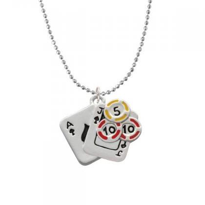 Nc-c2668-bc - Cards With Poker Chips Ball Chain..