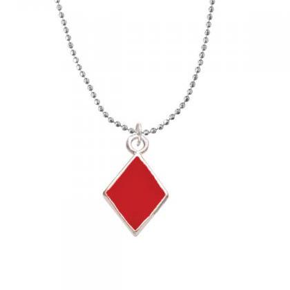 Nc-c5953-bc - Card Suit - Red Diamond Ball Chain..