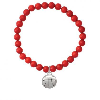 Nc-c2891-coral - Large Basketball Red Coral Charm..