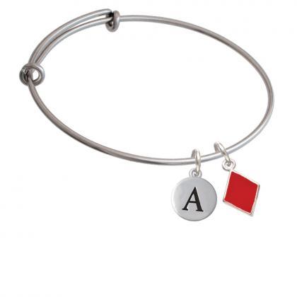Card Suit - Red Diamond Initial Charm Expandable..