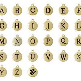 Capital Gold Tone Letter - W - Pebble Disc - Gold..