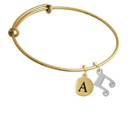 Double Music Note Gold Tone Initial Charm..