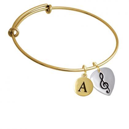 Large Clef On Guitar Pick Gold Tone Initial Charm..