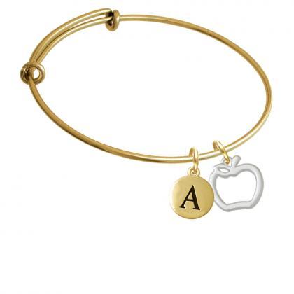 Apple Outline Gold Tone Initial Charm Expandable..