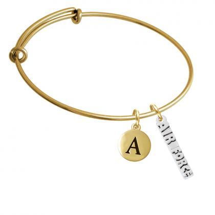 Air Force Gold Tone Initial Charm Expandable..