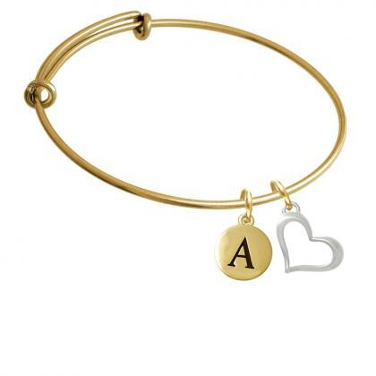 Slanted Open Heart Gold Tone Initial Charm..