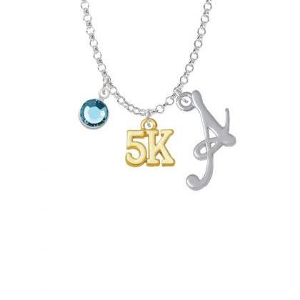 Gold Tone 5k Charm Necklace With Gelato Initial..