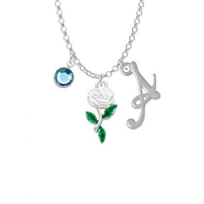 White Rose Flower Charm Necklace With Gelato..