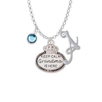 Keep Calm Grandma Is Here Charm Necklace With..