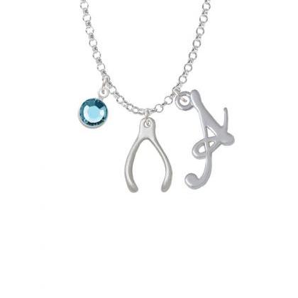 Wishbone Charm Necklace With Gelato Initial And..