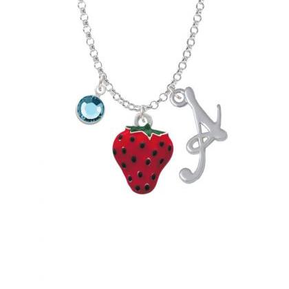 Large Enamel Strawberry Charm Necklace With Gelato..