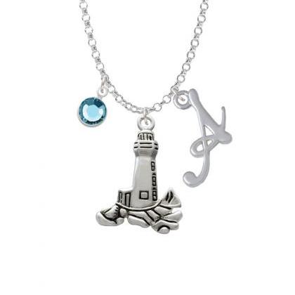 Antiqued Lighthouse Charm Necklace With Gelato..