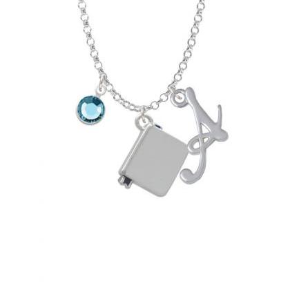 Book Charm Necklace With Gelato Initial And..