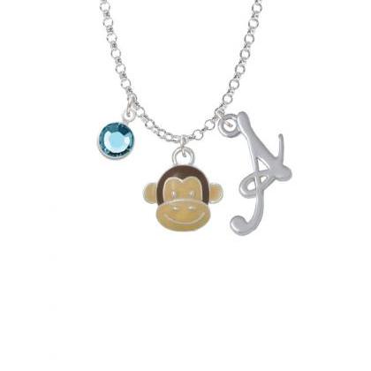 Enamel Monkey Face Charm Necklace With Gelato..