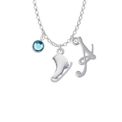3-d White Ice Skate Charm Necklace With Gelato..