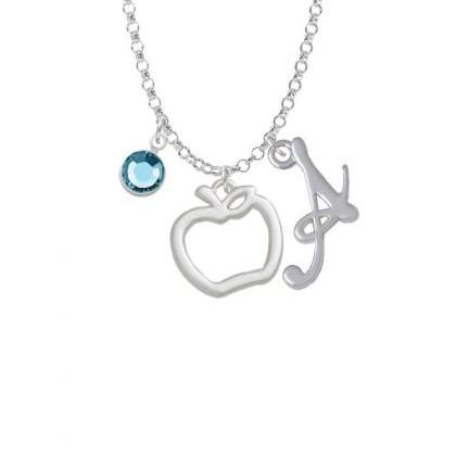 Apple Outline Charm Necklace With Gelato Initial..