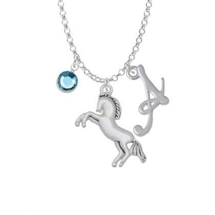 Small Rearing Horse Charm Necklace With Gelato..