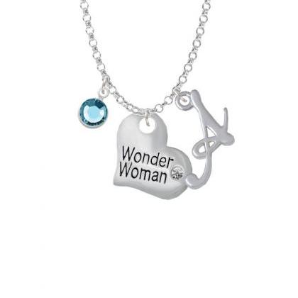 Large Wonder Woman Heart Charm Necklace With..