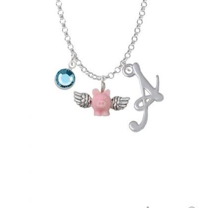 Mini Pink Flying Pig Charm Necklace With Gelato..