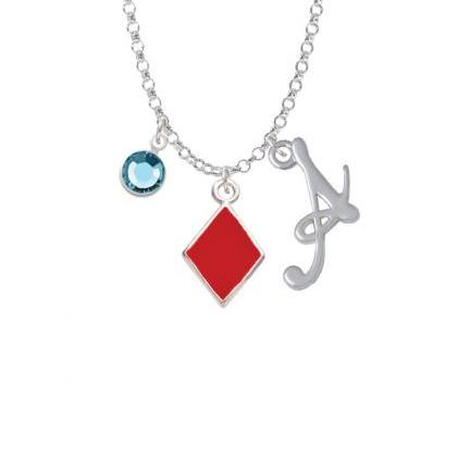 Card Suit - Red Diamond Charm Necklace With Gelato..