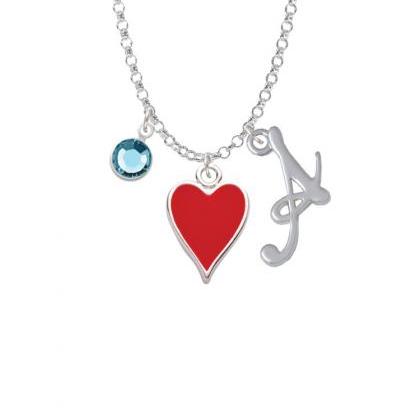 Card Suit - Red Heart Charm Necklace With Gelato..