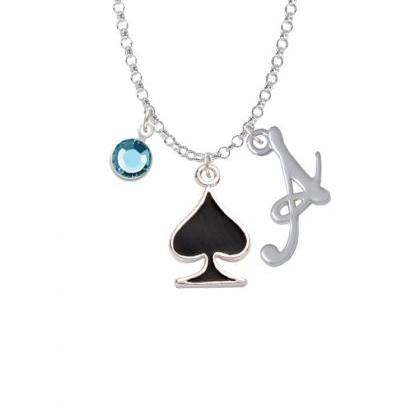 Card Suit - Black Spade Charm Necklace With Gelato..