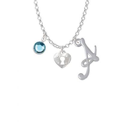 Mini Heart Lock Charm Necklace With Gelato Initial..