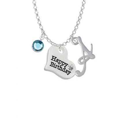 Large Happy Birthday Heart Charm Necklace With..