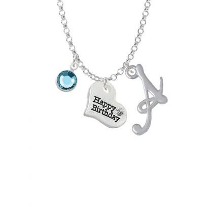Small Happy Birthday Heart Charm Necklace With..