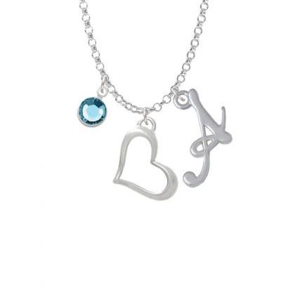 Slanted Open Heart Charm Necklace With Gelato..