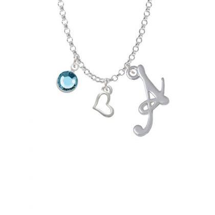 Small Slanted Open Heart Charm Necklace With..