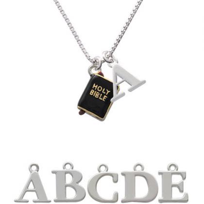 Black Holy Bible Initial Charm Necklace..