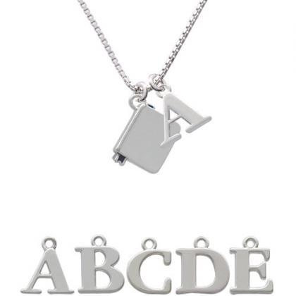 Book Initial Charm Necklace..