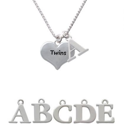 Twins Heart With Two Pair Of Baby Feet Initial..