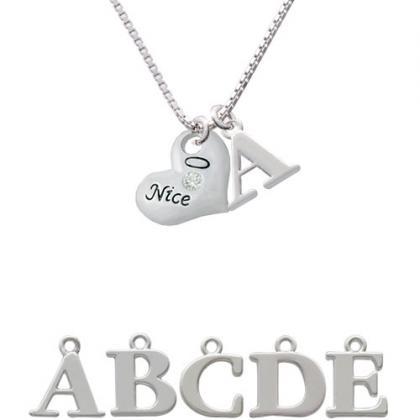 Naughty Or Nice Heart With Crystals Initial Charm..