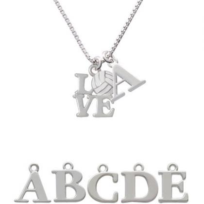 Love With Volleyball Initial Charm Necklace..