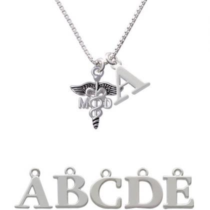 Caduceus - Md Initial Charm Necklace..