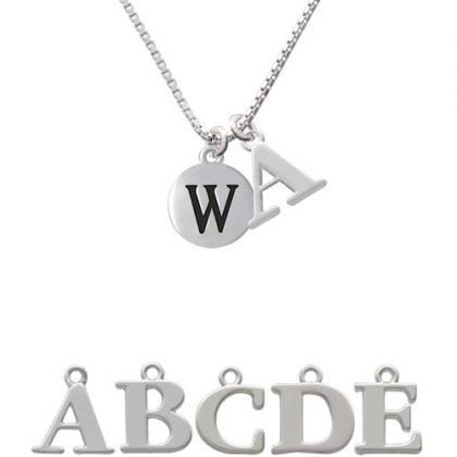 Capital Letter - W - Pebble Disc - Initial Charm..
