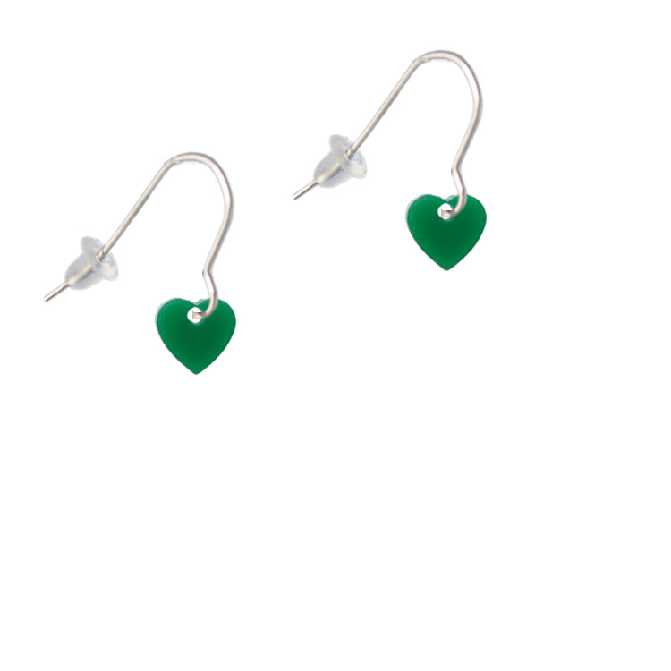 Acrylic 5/16" Green Heart French Earrings