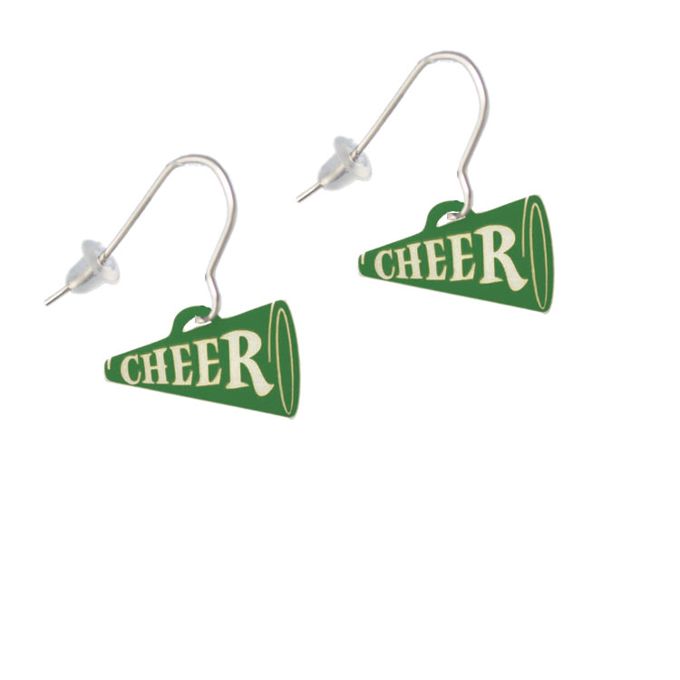 Acrylic 3/4" Green Cheer Megaphone French Earrings