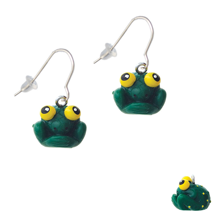 Resin Big Eyed Frog French Earrings