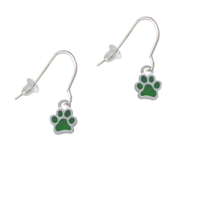 Mini Translucent Green Paw French Earrings