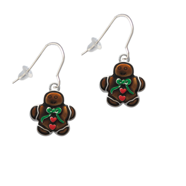 Gingerbread Boy With Bow French Earrings