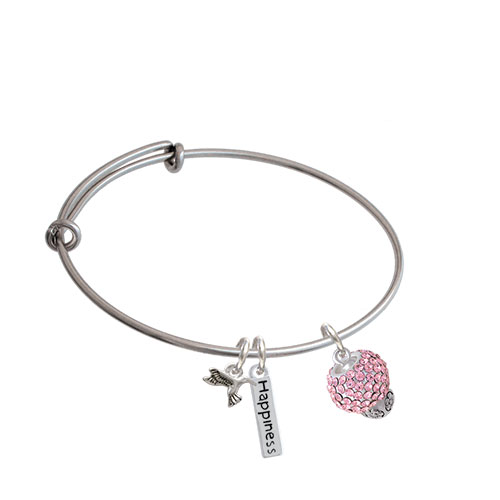 Crystal Sparkle Spinner Expandable Bangle Bracelet| Crystal| Pink