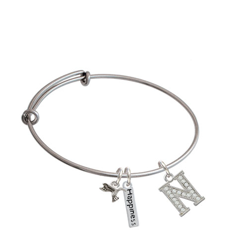 Crystal Initial - Expandable Bangle Bracelet| Initial| N