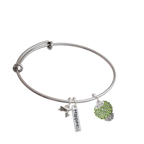 Crystal Sparkle Spinner Expandable Bangle Bracelet| Crystal| Lime Green