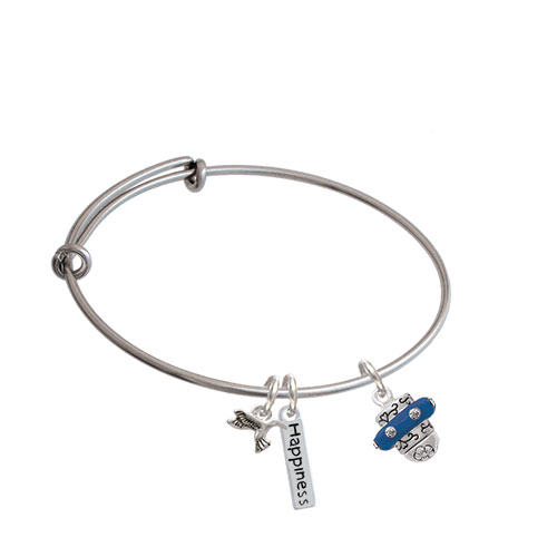 Crystal Spinner Expandable Bangle Bracelet| Color| Navy Blue