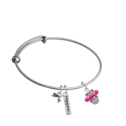 Crystal Spinner Expandable Bangle Bracelet| Color| Pink